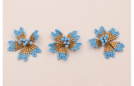 Flor Abalorio de 30mm diametro Azul y Cobre