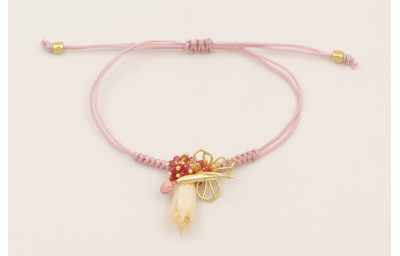 Pulsera hilo macramé lila con nudo serpiente centr