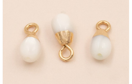 Pendulo Nacar con gancho dorado 12*5mm