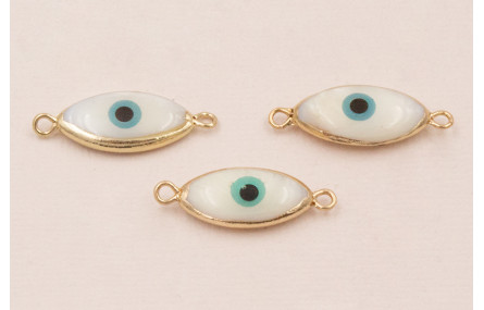 Entrepieza Nacar 21*10 Ojo Turco y bordes dorados