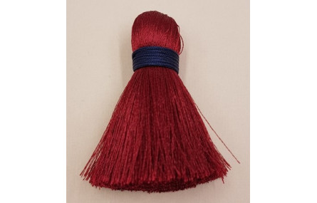 Pompón60mm*15mm granate y cordón Azul oscuro