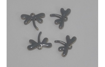 Libélula esmaltada 11*10mm Gris