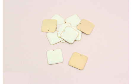 Pieza cuadrada esmaltada 22*22mm Blanca