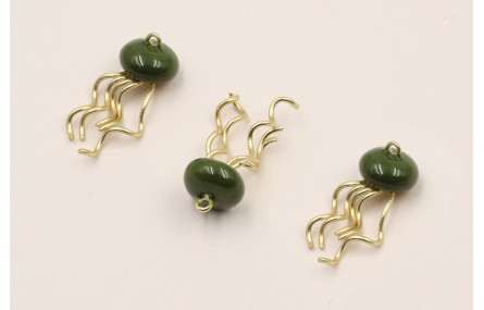 Cuenta Medusa 10*4mm y 20mm D.Mate verde