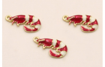 Colgante Gamba de Huelva 12*5mm Roja y Blanca