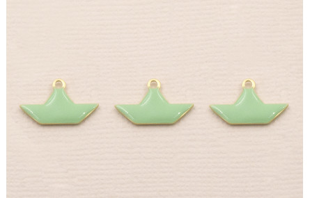 Colgante Barco 15*9mm Dorado Mate esmalte Turquesa