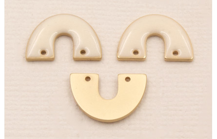 Herradura Dorad Mate 15*8mm Esmalte Rosa Claro