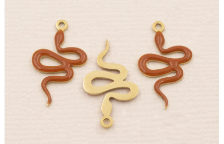Colgante serpiente 18*10mm Esmalte Marrón 