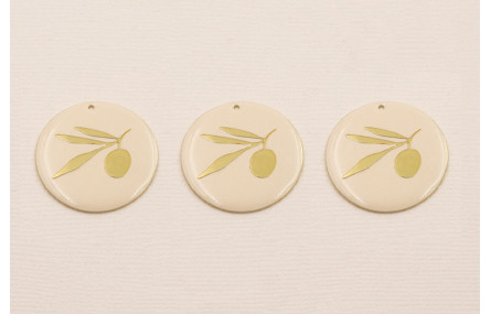 Disco Dorado Mate Esmalte Beige con Hoja Dorada