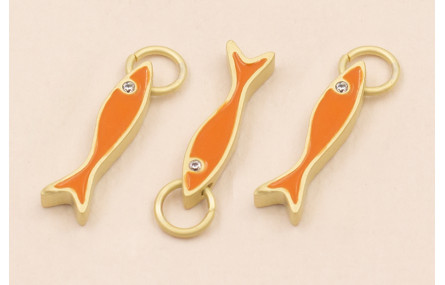 Colgante Pez esmaltado Naranja 15*3mm con arandela