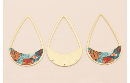 Colgante lágrima 58*37mm Oro Mate Mar y Corales