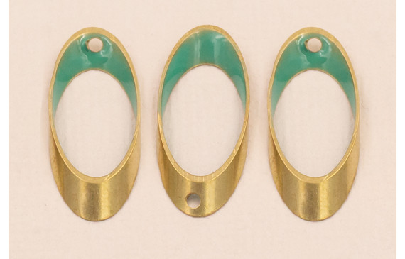 Ovalo Biselado 25*10 Esmalte Turquesa