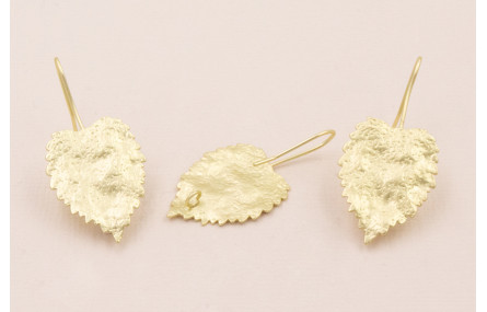 Pendiente Hoja Ovalada 25*20 Oro Mate