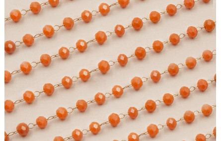 cadena engarzada cristales 2*3mm Rosa Coral