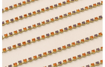 Cadena strass PP14 Cristal Naranja y Amatista