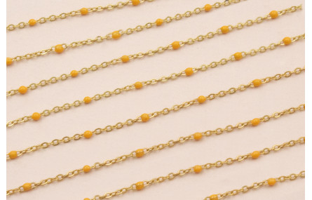 Cadena de 1,5mm oro mate con Microesmalte Mostaza