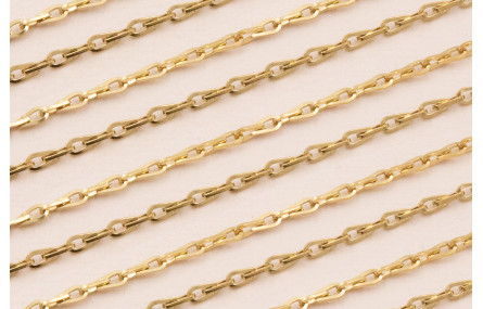 Cadena Acero elabón Gota zigzag 2mm Baño Oro