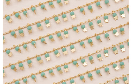 Cadena colgante bola de 3mm Turquesa y estrella 