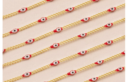 Cadena eslabon 2mm Oro Mate con Ojo Turco