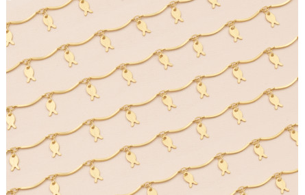 Cadena listón arqueado con Pez de 7*4mm Oro Mate