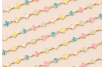Cadena esmaltes 6*6mm colores pastel Oro Mate