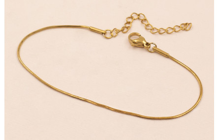 Pulsera Completa Acero Inoz. Hilo de 1mm Oro