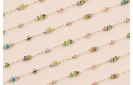 Cadena 1mm Oro Mate con discos color de 5mm Diam