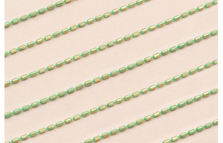 Cadena Torpedos 3*1mm Oro Mate y Turquesa