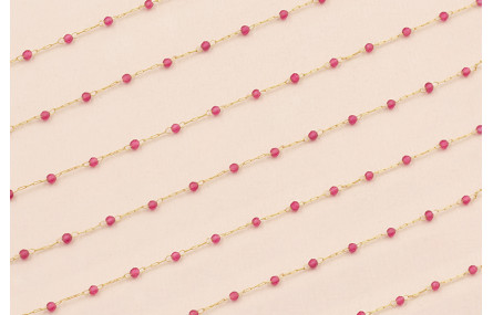 Cadena 1mm Oro Mate con Cristal granate de 2mm