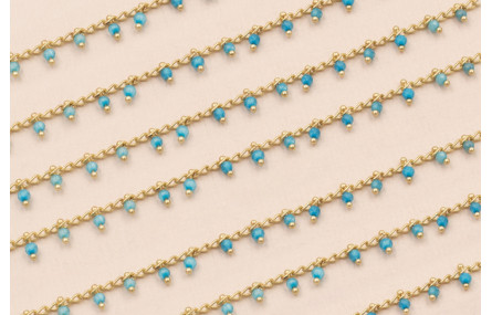 Cadena 2mm Oro Mate con colgante cristal Turquesa