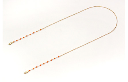 Cuelga mascarilla de cadena bolas facetadas naranj