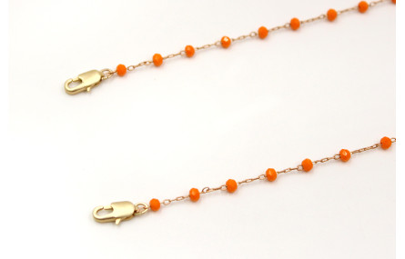 Cuelga mascarilla de cadena bolas facetadas naranj