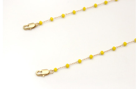 Cuelga mascarilla de cadena bolas facetadas amaril