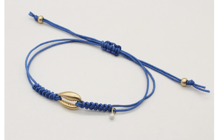 Pulsera nudo serpiente azul con conchita central e