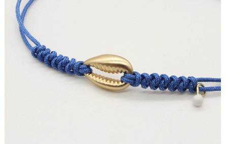 Pulsera nudo serpiente azul con conchita central e