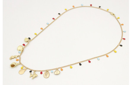 Collar cadena lagrimas esmaltadas colorines con co