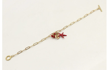 Pulsera cadena ovalos dorado mate con colgante con