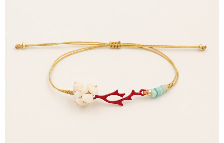 Pulsera hilo dorado con nudo serpiente con burruño
