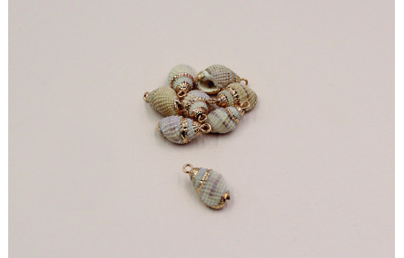 Caracola borde dorado 15*10mm con anilla