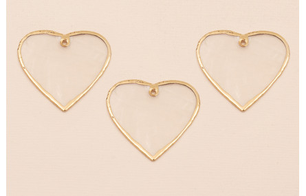 Chapa Corazón Nacar 34*37mm bordes dorados