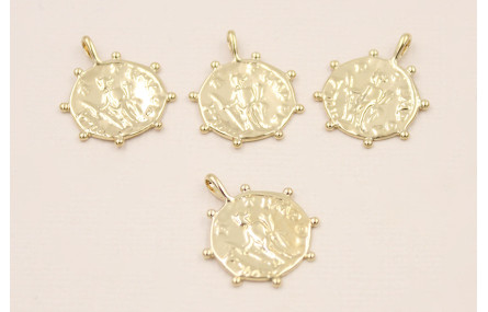 Medalla Azteca 17*1mm Baño Oro 18K y 3 micras