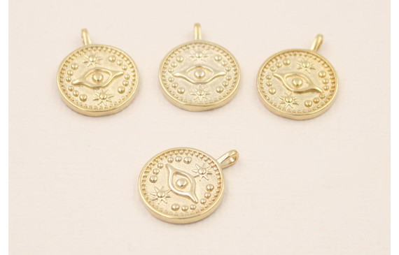 Medalla Ojo Turco de 15*2mm Baño Oro 18K-3 micras