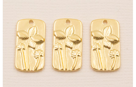 Colgante rectangular 18*9 Flores Baño ORO 3M 24K