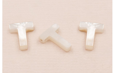 Letra Nacar T 10mm agujero horizontal superior