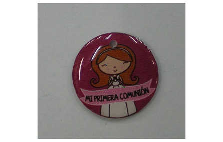Disco Resina Mi Primera Comunión 20mm Granate