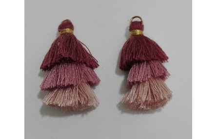 Pompon triple Grana+Rosa+palido