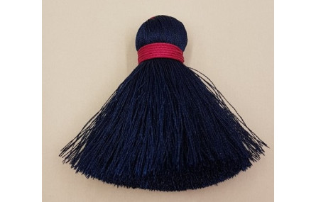 Pompón60mm*15mm Azul marino y cordón Fuxia