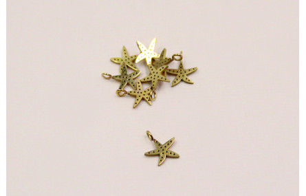 Pieza Estrella mar 9mm diám. A.Inoxidable baño Oro