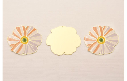 Pieza Flor Plana Dorado Mate 40mm  Rosas y mostaza