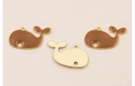 Colgante  Ballena 15*10mm Esmaltada Marrón Claro